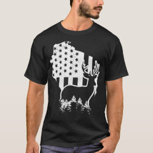 Wisconsin Elk Hunting State Map US Flag Patriotic  T-Shirt