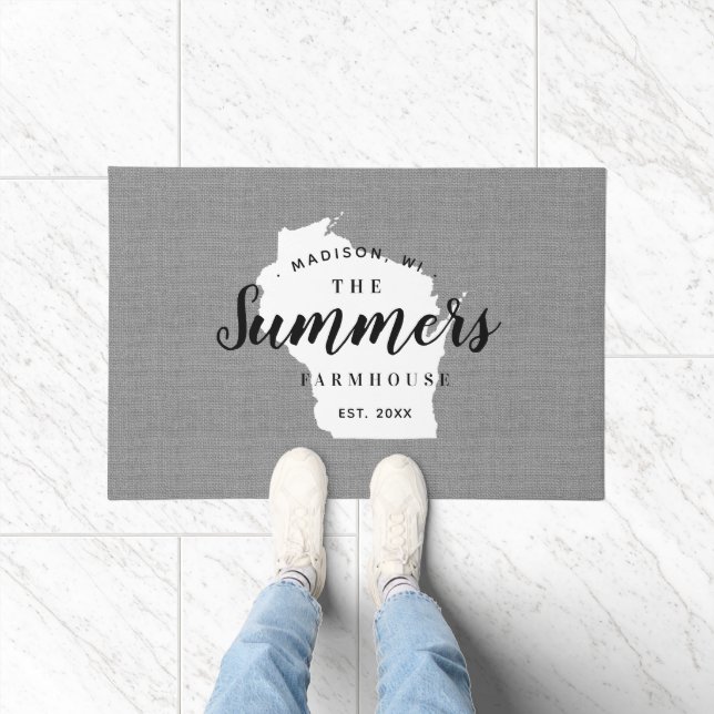 Wisconsin Family Monogram State Doormat (Indoor)