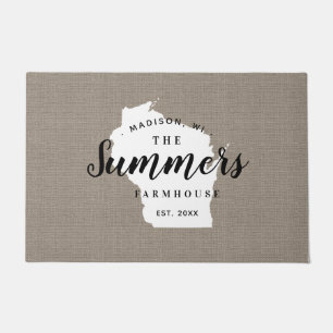 Wisconsin Family Monogram State Doormat