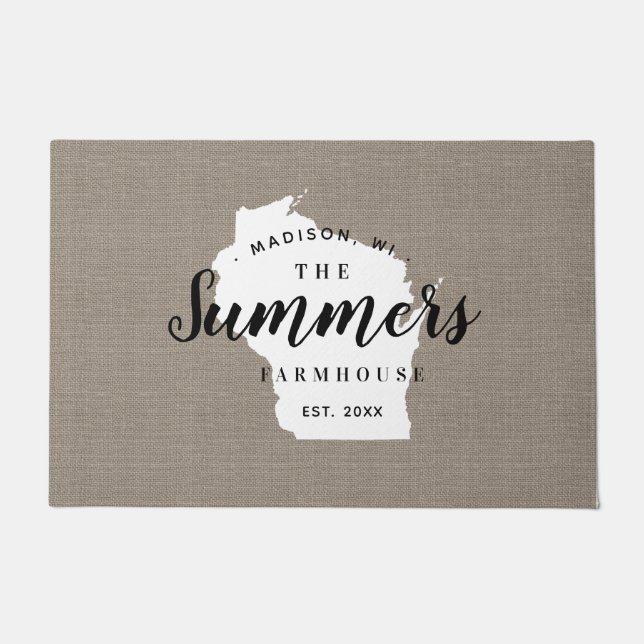 Wisconsin Family Monogram State Doormat (Front)