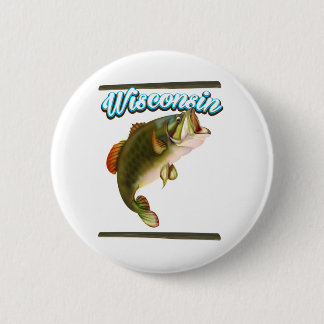 Wisconsin fishing poster 6 cm round badge