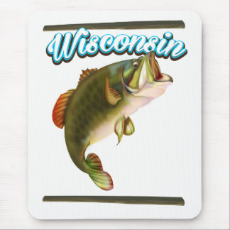 Wisconsin fishing poster mouse mat