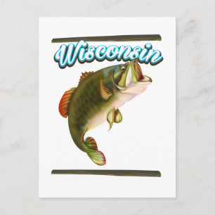 Wisconsin fishing poster postcard