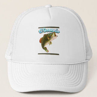 Wisconsin fishing poster trucker hat