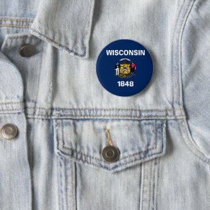 Wisconsin flag 6 cm round badge