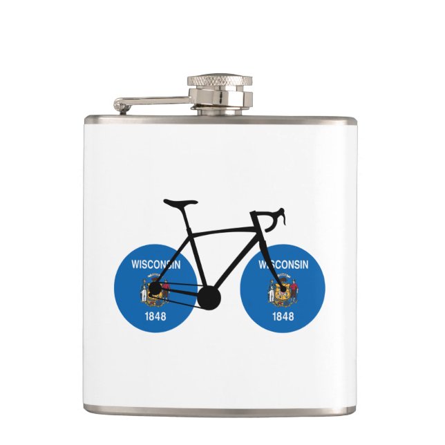 Wisconsin Flag Cycling Hip Flask (Front)