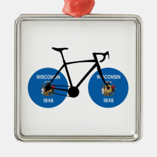Wisconsin Flag Cycling Metal Tree Decoration