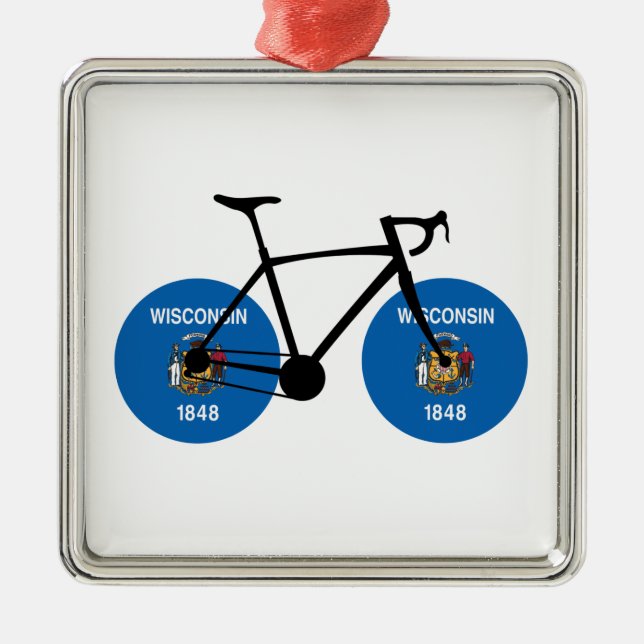 Wisconsin Flag Cycling Metal Tree Decoration (Front)