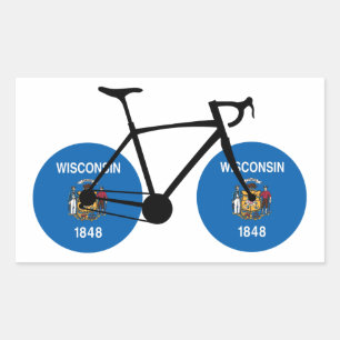 Wisconsin Flag Cycling Rectangular Sticker