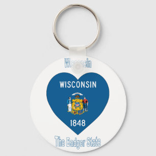 Wisconsin Flag Heart Key Ring