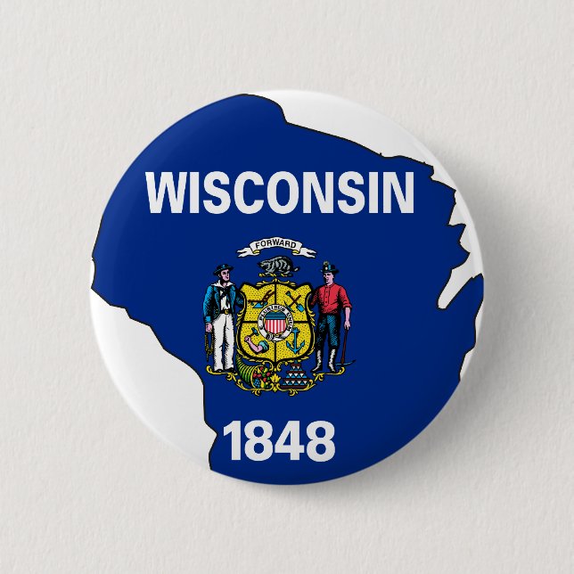 Wisconsin Flag Map 6 Cm Round Badge (Front)