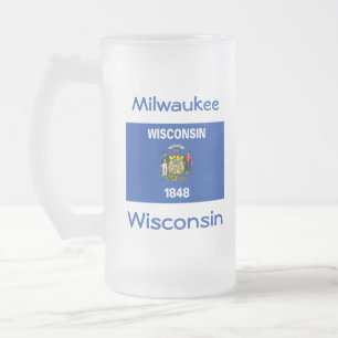 Wisconsin Flag Map City Mug