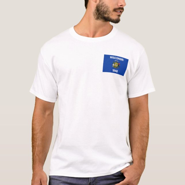 Wisconsin Flag + Map T-Shirt (Front)