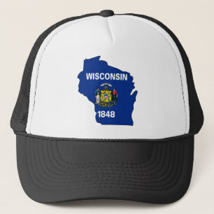 Wisconsin Flag Map Trucker Hat