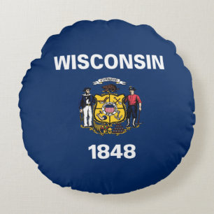 Wisconsin flag round cushion