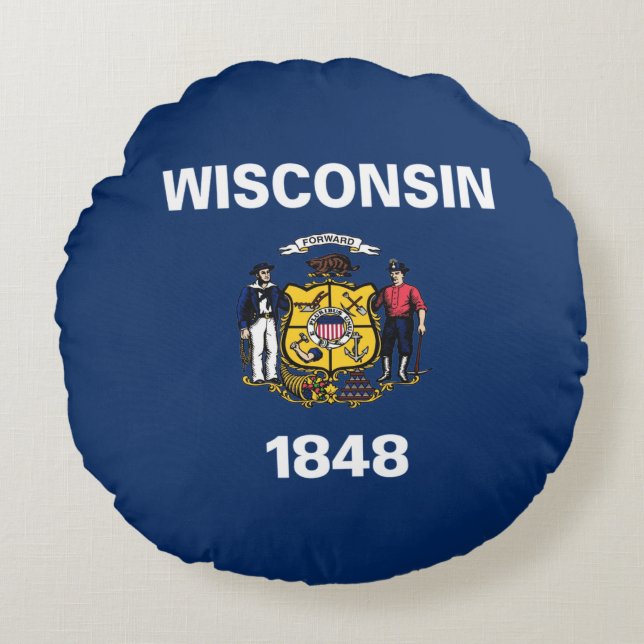 Wisconsin flag round cushion (Front)
