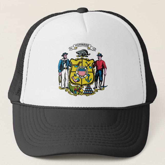 Wisconsin Flag Theme 00 Trucker Hat (Front)