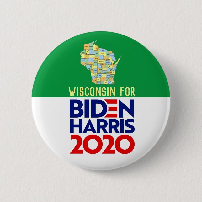 Wisconsin for Biden Harris 2020 6 Cm Round Badge (Front)