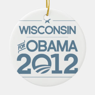 WISCONSIN FOR OBAMA 2012.png Ceramic Tree Decoration