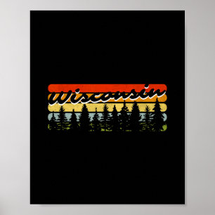 Wisconsin Forest Sunset Trees Cabin Theme Souvenir Poster