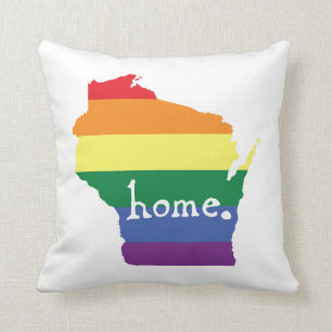 Wisconsin Gay Pride Map of Home Cushion