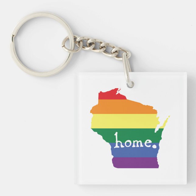 Wisconsin Gay Pride | Map of Home Key Ring (Front)