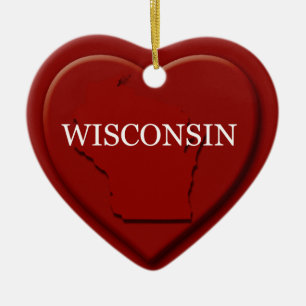 Wisconsin Heart Map Christmas Ornament