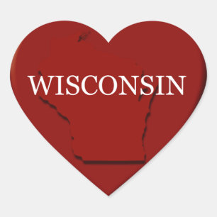 Wisconsin Heart Map Design Sticker