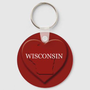Wisconsin Heart Map Keychain