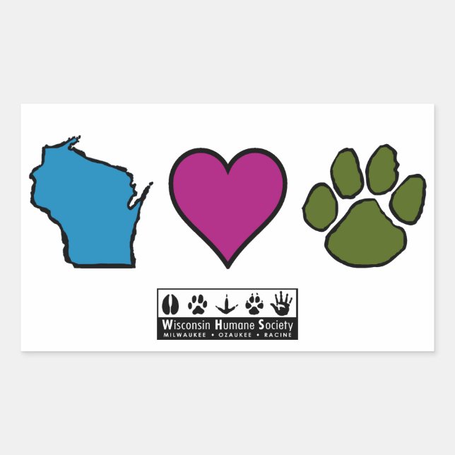 Wisconsin Hearts Animals Rectangular Sticker (Front)