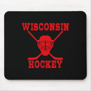Wisconsin Hockey Merch Wisconsin Hockey Black Uni Mouse Mat