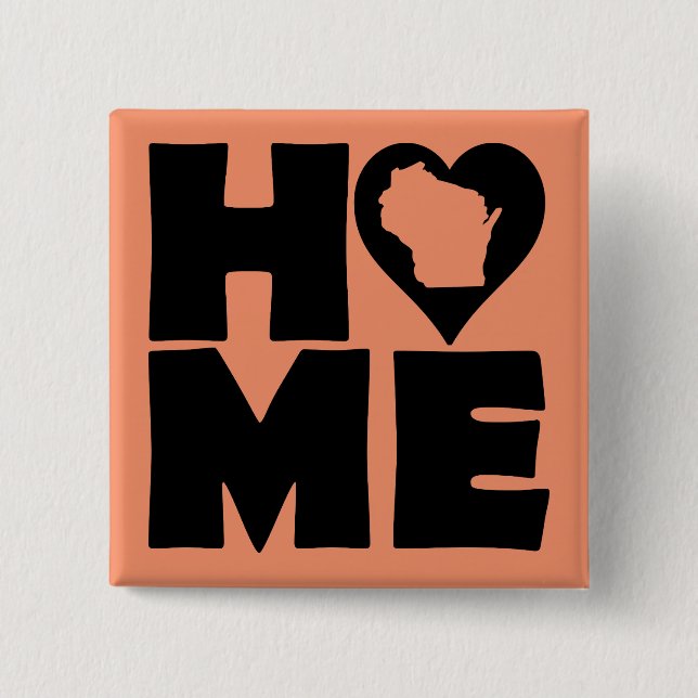 Wisconsin Home Heart State Button Badge Pin (Front)