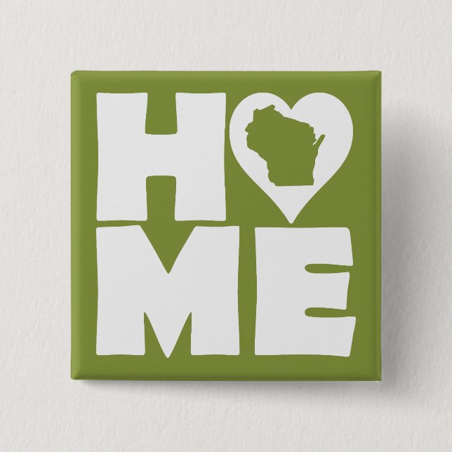 Wisconsin Home Heart State Button Badge Pin (Front)