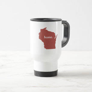Wisconsin home silhouette state map travel mug