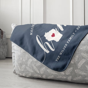 Wisconsin Home State Personalised Sherpa Blanket