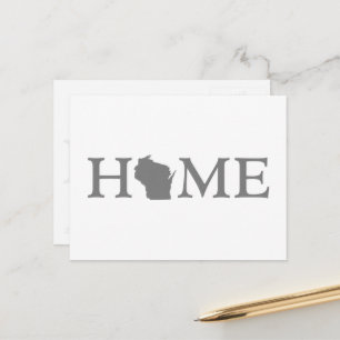 Wisconsin Home State Shaped Letter Grey Word Art Postcard