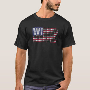 Wisconsin Home State WI American Flag Patriotic Go T-Shirt