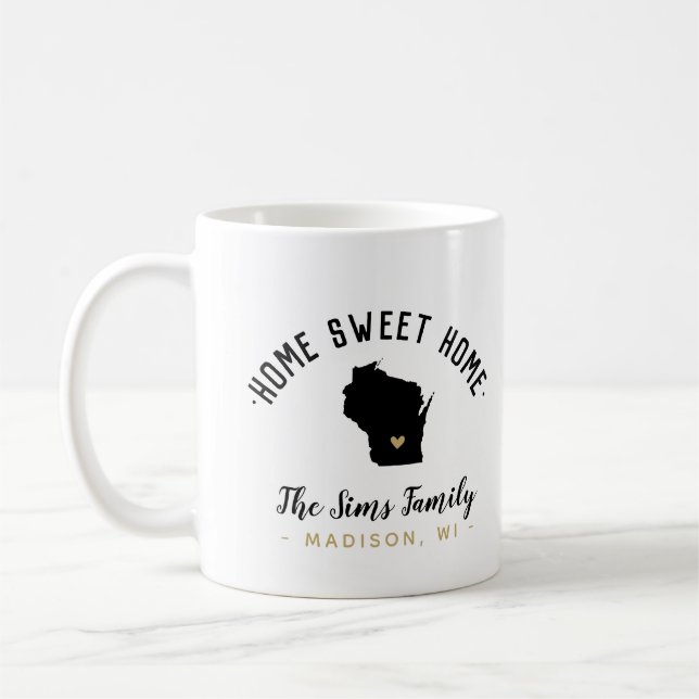Wisconsin Home Sweet Home Family Monogram Mug (Left)