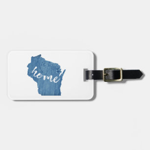 Wisconsin Home Wood Grain Luggage Tag