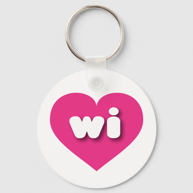 Wisconsin hot pink heart - I love wi Key Ring (Front)