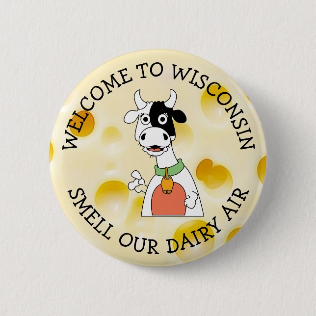 Wisconsin Humour Cheese head Button (Front)