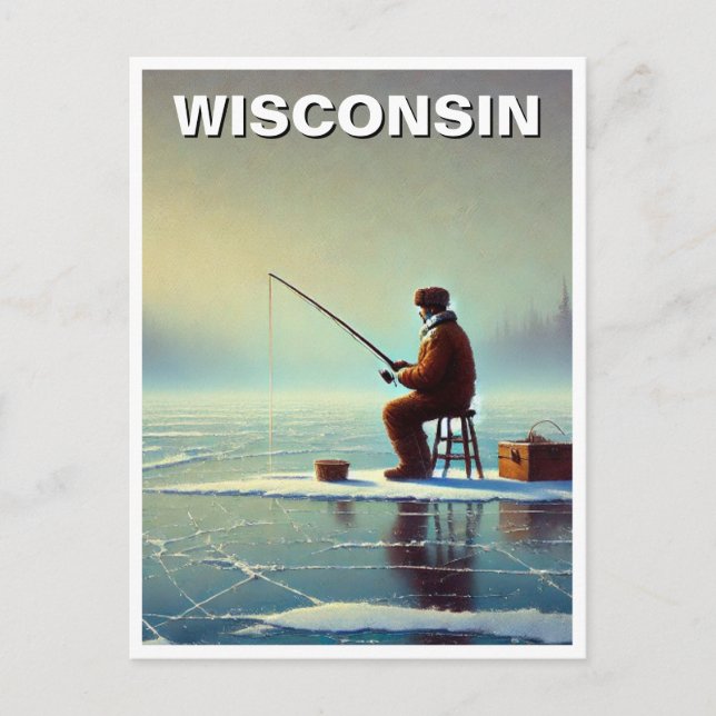 Wisconsin Ice Fishing Postcard (Front)