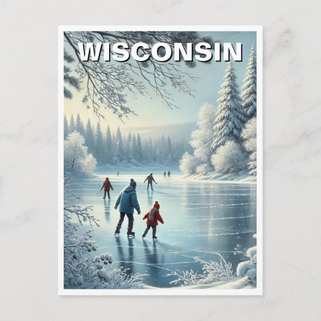 Wisconsin Ice Skating Postcard (Front)