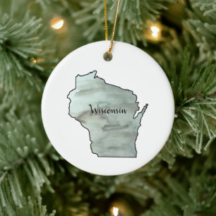 Wisconsin Illustration Painting Ceramic Orname Ceramic Tree Decoration