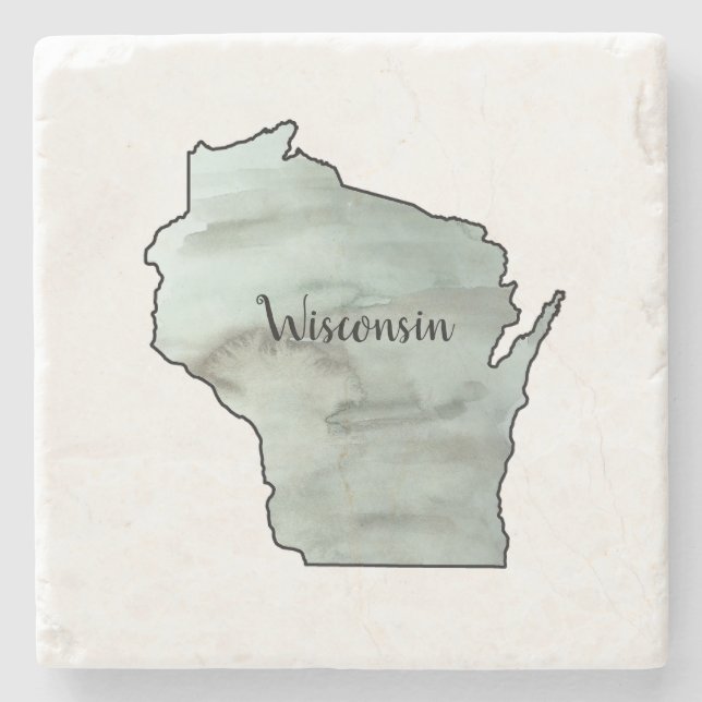 Wisconsin Illustration Painting Ceramic Stone Coaster (Front)
