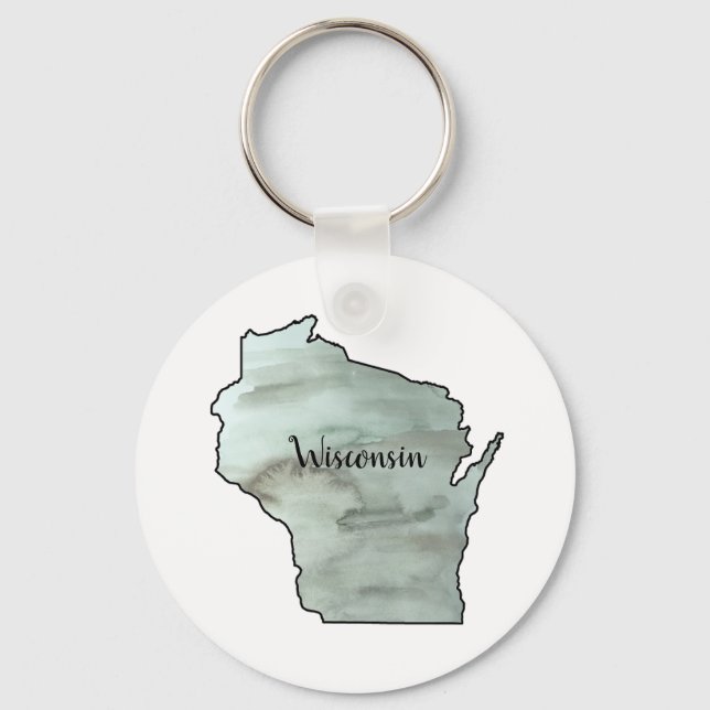 Wisconsin Illustration Painting Outline Key Ring (Front)