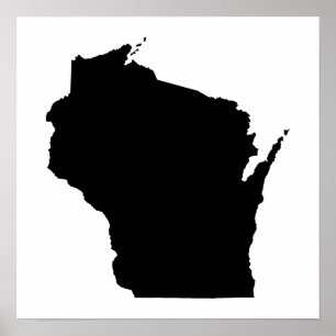 Wisconsin in Black Poster