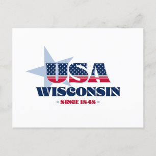 Wisconsin in Red, White, and Blue Postcard