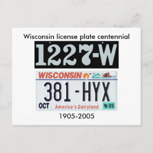 Wisconsin License Plate Centennial Postcard
