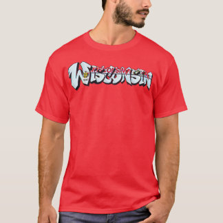 Wisconsin License Plate Graffiti Red Available on  T-Shirt